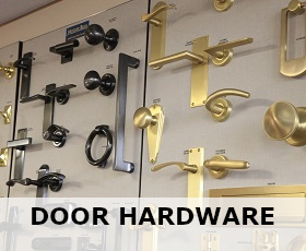 Clickable image shows a range of door furniture items, with the caption "door hardware" below. links to a category of the same name.