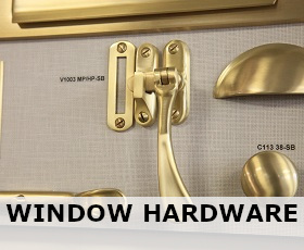 Clickable image displays a casement window fastener and the caption"window hardware." Links to a page of the same name.