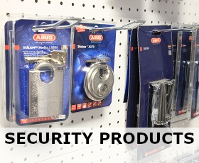 Clickable image showing a range of security items, with the caption "Security Products" below. Clicking links to a category of the same name.