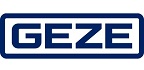 The logo of the door closer and controls company, "Geze."