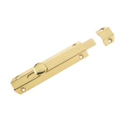 ZOO 150mm SURFACE MOUNTED FLAT BOLT POLISHED BRASS ZAB100B