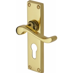 BEDFORD LEVER ON EURO PROFILE PLATE POLISHED BRASS V80748-PB