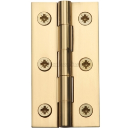 PAIR OF EXTRUDED BRASS HINGES 3" x 1 5/8" POLISHED BRASS