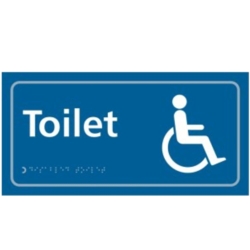 TAKTYLE DISABLED TOILET SIGN BRAILLE 350X150MM TK2202WHBL