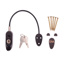 ERA CABLE SAFETY LOCKING WINDOW RESTRICTOR BROWN 723-25