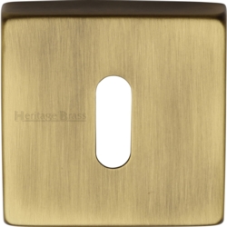 SQUARE MORTICE KEY ESCUTCHEON ANTIQUE BRASS SQ5002-AT
