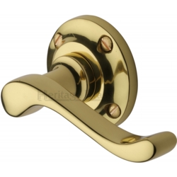 BEDFORD LEVER HANDLE ON ROUND ROSE POLISHED BRASS V820-PB