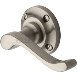 BEDFORD LEVER HANDLE ON ROUND ROSE SATIN NICKEL V820-SN