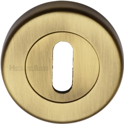 ROUND MORTICE KEY ESCUTCHEON ANTIQUE BRASS V4000-AT