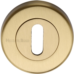ROUND MORTICE KEY ESCUTCHEON SATIN BRASS V4000-SB