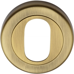ROUND OVAL PROFILE ESCUTCHEON ANTIQUE BRASS V4010-AT