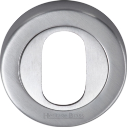 ROUND OVAL PROFILE ESCUTCHEON SATIN CHROME V4010-SC