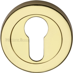 ROUND EURO PROFILE ESCUTCHEON POLISHED BRASS V4020-PB