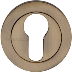 ROUND EURO PROFILE ESCUTCHEON ANTIQUE BRASS V4020-AT