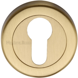 ROUND EURO PROFILE ESCUTCHEON SATIN BRASS V4020-SB