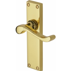 BEDFORD LEVER LATCH ON LONG PLATE POLISHED BRASS V803-PB