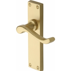 BEDFORD LEVER LATCH ON LONG PLATE SATIN BRASS V803-SB