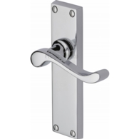 BEDFORD LEVER LATCH ON LONG PLATE POLISHED CHROME V803-PC