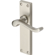 BEDFORD LEVER LATCH ON LONG PLATE SATIN NICKEL V803-SN