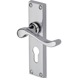 BEDFORD LEVER ON EURO PROFILE PLATE POLISHED CHROME V80748PC