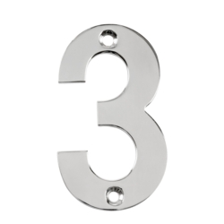 75mm NUMERAL 3 POLISHED STAINLESS STEEL