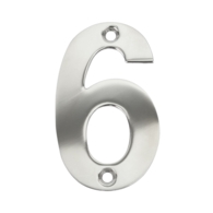 75mm NUMERAL 6 POLISHED STAINLESS STEEL