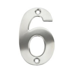 75mm NUMERAL 6 POLISHED STAINLESS STEEL