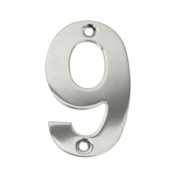 75mm NUMERAL 9 POLISHED STAINLESS STEEL