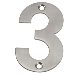 75mm NUMERAL 3 SATIN STAINLESS STEEL