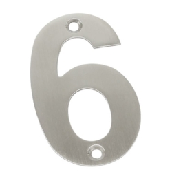75mm NUMERAL 6 SATIN STAINLESS STEEL
