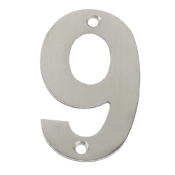 75mm NUMERAL 9 SATIN STAINLESS STEEL