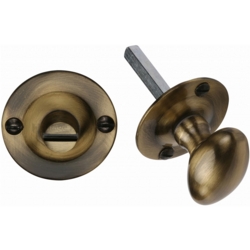 OVAL BATHROOM TURN & RELEASE ANTIQUE BRASS BT15-AT