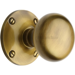 KENSINGTON MORTICE KNOB SET ANTIQUE BRASS KEN980-AT