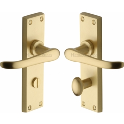WINDSOR LEVER ON BATHROOM PLATE SATIN BRASS V730-SB