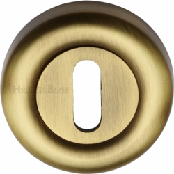ROUND MORTICE KEY ESCUTCHEON ANTIQUE BRASS V6722-AT