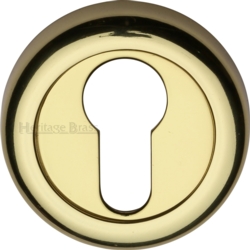 ROUND EURO PROFILE ESCUTCHEON POLISHED BRASS V6724-PB
