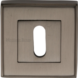 ART DECO SQUARE MORTICE KEY ESCUTCHEON MATT BRONZE
