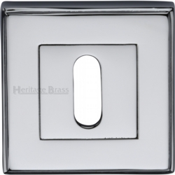 ART DECO SQUARE MORTICE KEY ESCUTCHEON POLISHED CHROME