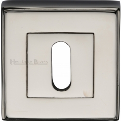 ART DECO SQUARE MORTICE KEY ESCUTCHEON POLISHED NICKEL