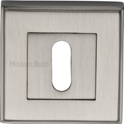 ART DECO SQUARE MORTICE KEY ESCUTCHEON SATIN NICKEL