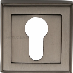 ART DECO SQUARE EURO PROFILE ESCUTCHEON MATT BRONZE