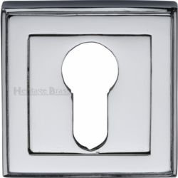 ART DECO SQUARE EURO PROFILE ESCUTCHEON POLISHED CHROME