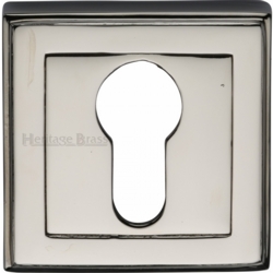 ART DECO SQUARE EURO PROFILE ESCUTCHEON POLISHED NICKEL