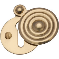 REEDED MORTICE KEY ESCUTCHEON POLISHED BRASS V972-PB