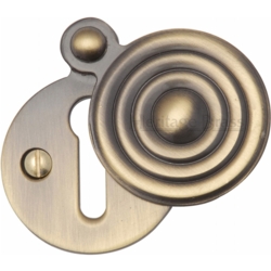 REEDED MORTICE KEY ESCUTCHEON ANTIQUE BRASS V972-AT