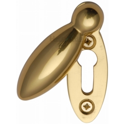 COVERED MORTICE KEY ESCUTCHEON OVAL POLISHED BRASS V1022-PB