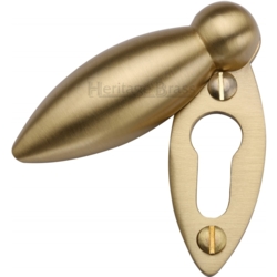 COVERED MORTICE KEY ESCUTCHEON OVAL SATIN BRASS V1022-SB