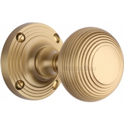 REEDED MORTICE KNOB SET SATIN BRASS V971-SB