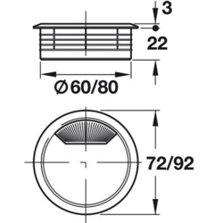 60-80mm 2 PART CABLE TIDY WHITE  429.99.726