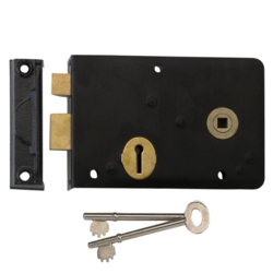 UNION 1439 3 LEVER RIM LOCK BLACK RIGHT HANDED